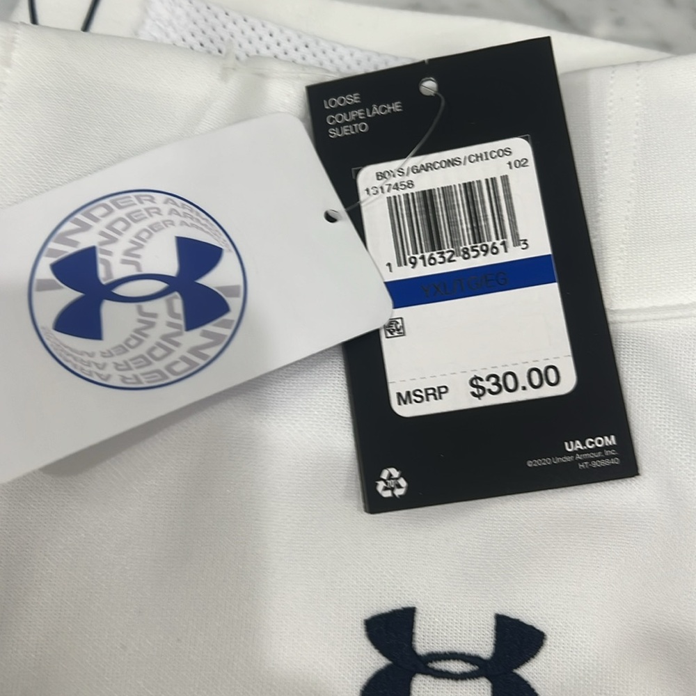 Under Armour White Athletic Pants youth xl brand new w tags white/navy - Picture 2 of 3